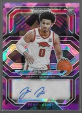 2021 Prizm Draft Picks Justin Smith College Penmanship Auto Prizms Purple Ice/99