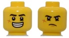 New LEGO Minifigure Head Dual Sided Man Cheek Scar Jack Davids grumpy smile male