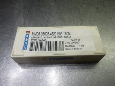 SECO MM08 8mm 2 Flute Chamfer Heads QTY2 MM08-08005-4520-E03 T60M (LOC2718C)