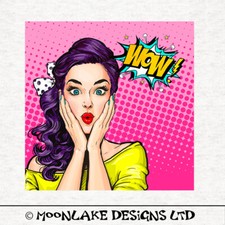 Female Wow, Pop Art - Fabric Craft Panels in 100% Cotton or Polyester