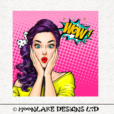 Weibliche Wow, Pop Art - Stoff Basteln Paneele in 100% Baumwolle oder Polyester