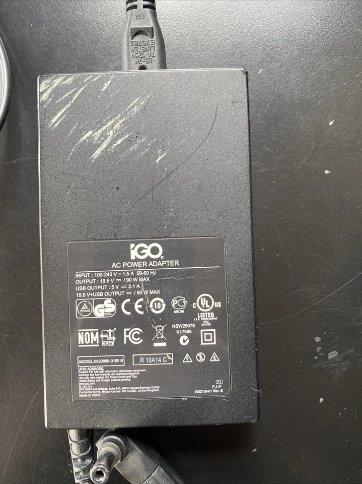 IGO Power Adapter 6630096-0100 B Wired Portable 19.5v 90W USB  AC Power Adapter - Image 2 of 2