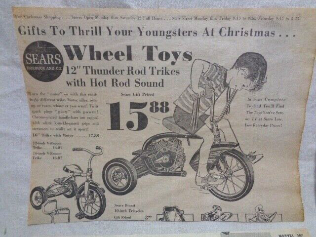 Vintage Ad 1963 Mattel V-rroom Varoom Bicycles motor tricycle