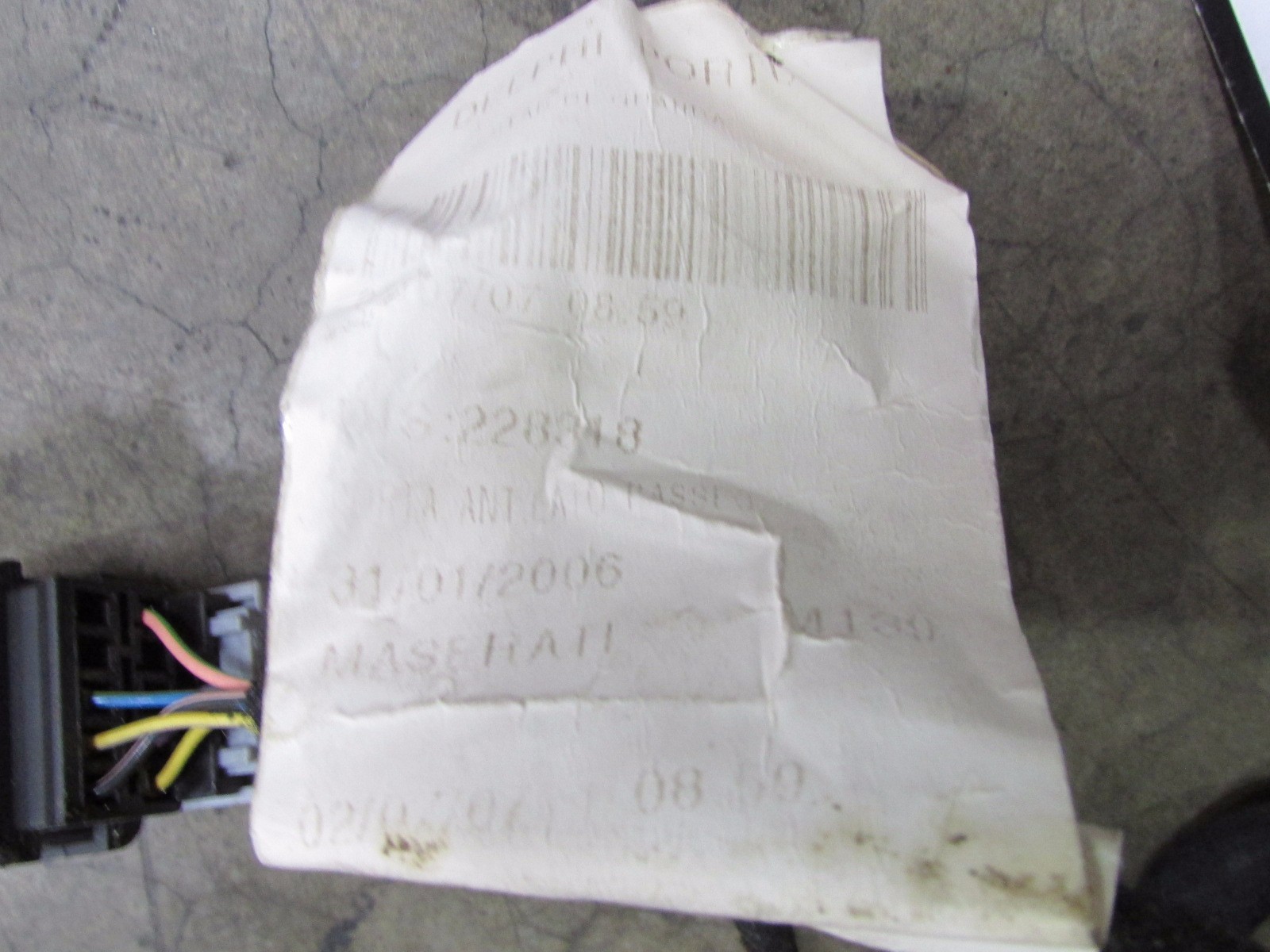 Maserati Quattroporte, RH Front Door Panel Connecting Cables, Wires, P/N 206228