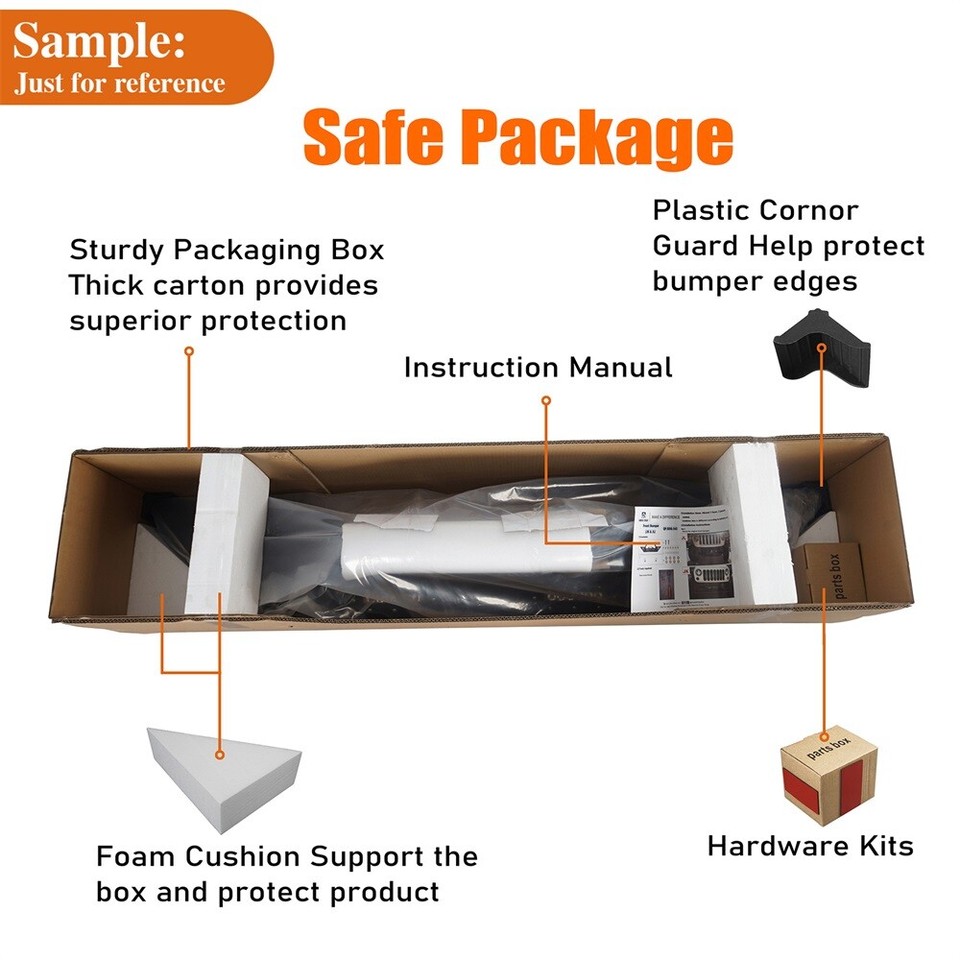 Rear Back Bumper w/ Tire Carrier & Towing Hooks for 20072018 Jeep