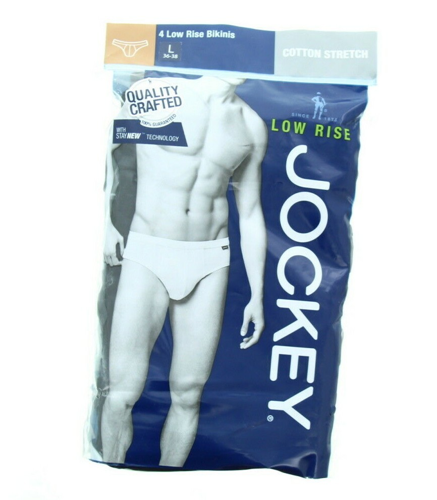 4 Pack Jockey Men's Low Rise Cotton Stretch Stay Dry Fabric Bikini