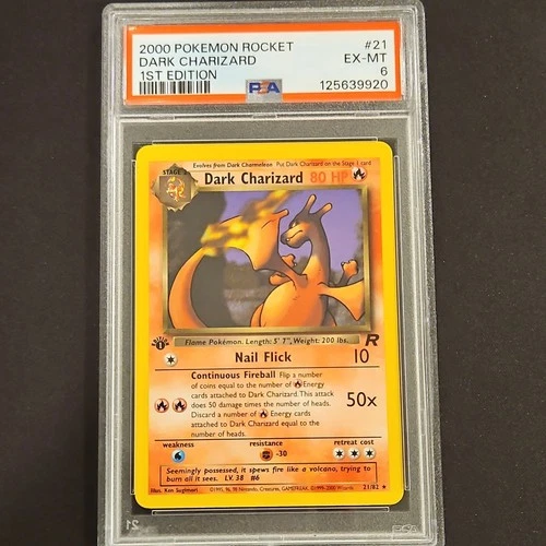 Pokémon 2000 Team Rocket Dark Charizard 1st Edition PSA 6 21/82 Rare English