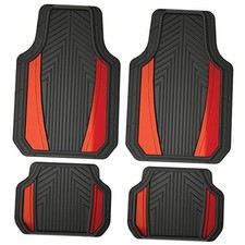 4-Piece Anodized Sport Floor Mats, All-Weather Mats for Cars, BLACK/RED