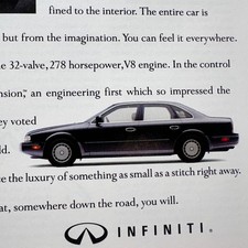 1991 Infinity Q45 Black Sedan Vintage Print Ad Auto Car Advert Art