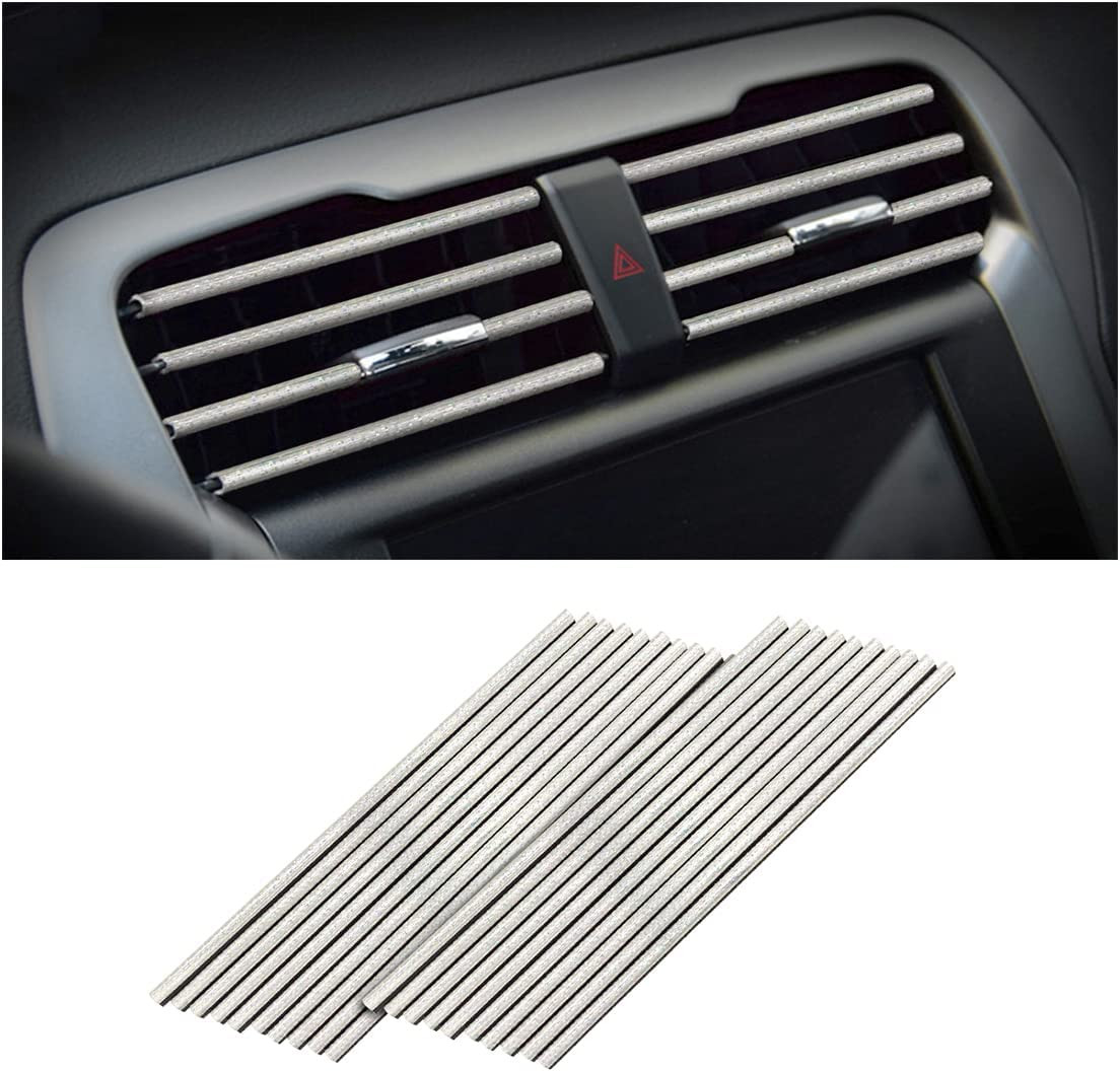 20PCS Car Air Conditioner Decoration Strip, Auto Air Vent Outlet Chrome DIY Trim