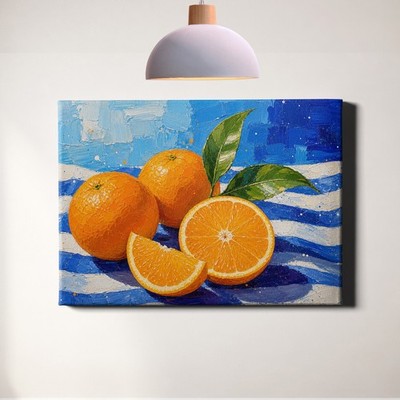 Citrus Still Life Canvas Print Orange Fruit Oil Painting Style