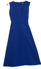 Tommy Hilfiger Women's Blue Solid A-Line Sleeveless Belted Dress Size 8