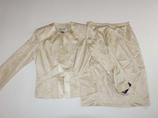 Papell Boutique Womens Skirt Jacket Suit Set Size 12 NWT Beige 100 Silk Vintage
