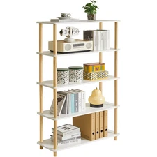 5-Tier Wooden Open Bookcase - Modern Freestanding Bookshelf Storage Organizer...