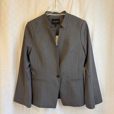 Banana Republic Long and Lean Blazer Gray Textured One Button Jacket Size 8 NWT