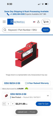 Leuze electronic GSU 06/24-2-S8 Snap Action Switch 24V Red Black