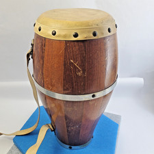 Vintage Wood Conga Small 12 inch Tall 5 inch head w/Plastic Strap