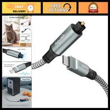 15ft USB C to Toslink Digital Optical Audio Cable, SPDIF Fiber Optic Adapter for