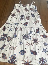 C&C California Womens Linen Blend Seashell Starfish Maxi Dress White Large L