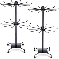 2 Pcs Rotating Display Stand Jewelry Display Rack with Hooks Metal Earrings S...