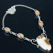 Affascinante collana in argento sterling 925 agata a pois, diaspro 18"