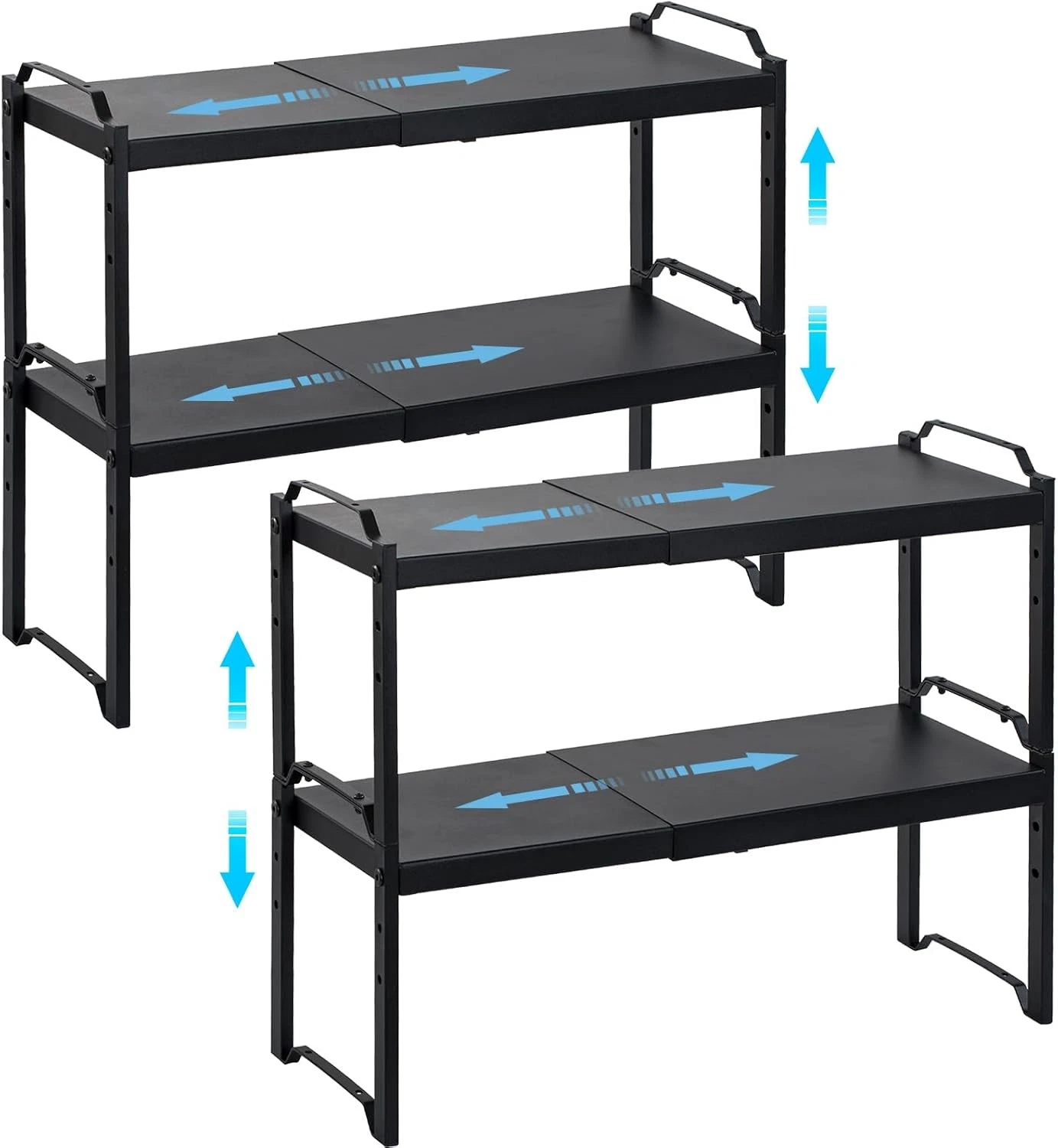 4 Pack Expandable Kitchen Cabinet Shelf Organizer Adjustable