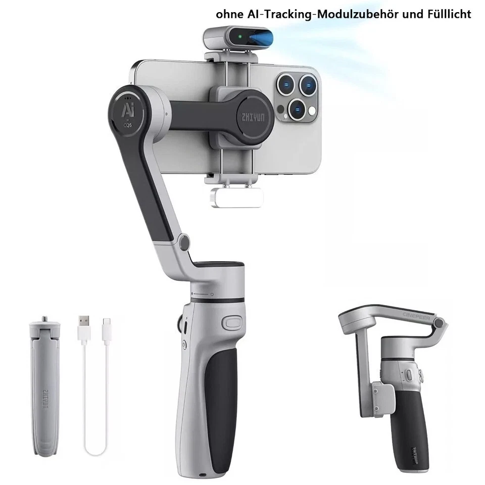 ZHIYUN CQ5 3-Achsen-Handy Stabilisator,Gimbal mit Fokuskontrolle, Face Tracking - Bild 3 von 4