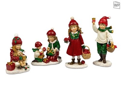 Formano Kinderfigur handbemalt Kunststein Rot grün Dekorativ Weihnacht Winter
