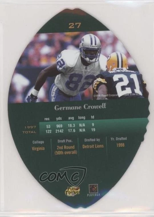 1998 Playoff Contenders Leather Footballs Silver Germane Crowell #27 Rookie RC - Image 2 of 2