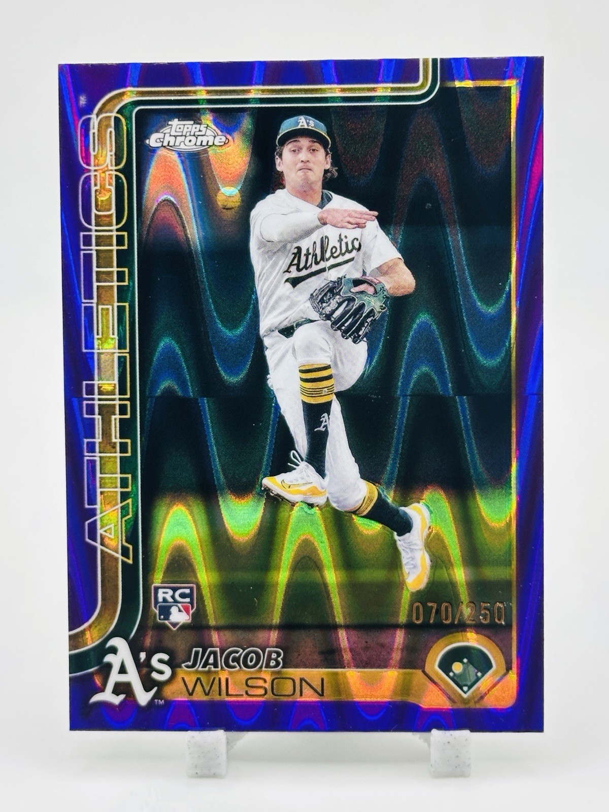 Jacob Wilson 2025 Topps Chrome Purple Raywave Refractor /250 RC Athletics #96