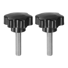 2pcs Star Knobs M10 x 42mm 304 Stainless Steel Stud 46mm 6-Star Head Thumb Screw