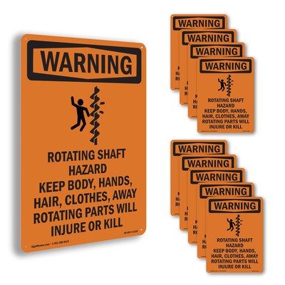 Rotating Shaft Hazard With Symbol OSHA WARNING Sign Metal, Decal - 5 or 10 Pack