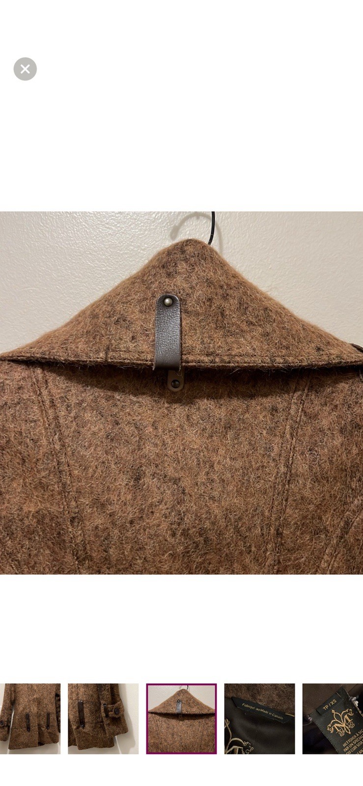 Mackage Brown Button Belted Collared Leather Trim… - image 12