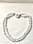 Vintage Unique Painted Porcelain Flower Crystal Bead Necklace — photo 4
