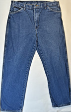 Dickies W38 32L Medium Wash, Denim, Pants, Straight Leg, W416D12, Mens Jeans