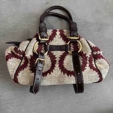 Vivienne Westwood Squiggle Tweed Hand Bag Beige Burgundy Orb Pre-Owned From JP