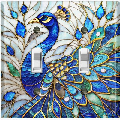 Metal Light Switch Outlet Cover Wall Plate Peacock Stained Glass PRINT AML192
