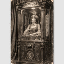 Mechanical Fortune Teller Circus Vintage Freak Old Photo Print Odd Sideshow 191