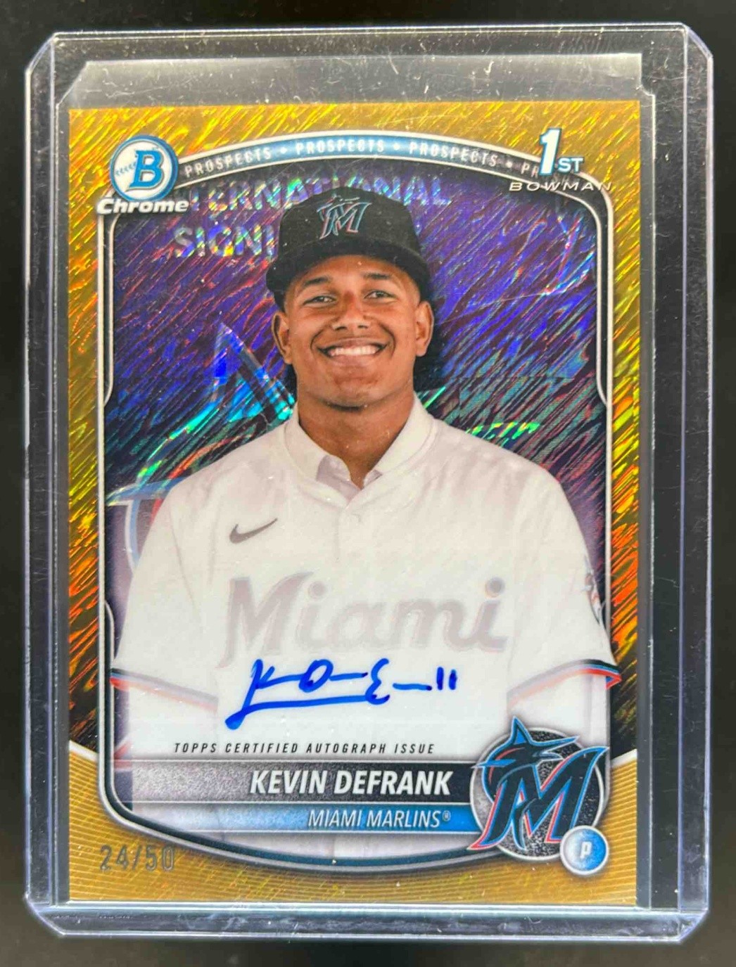 2025 Bowman Chrome Kevin Defrank Auto Gold Shimmer Refractor 1st Prospect #24/50