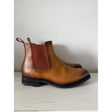 Stitched Leather Alby Chelsea Boots Goodyear Welt Burnished Brown Mens 11