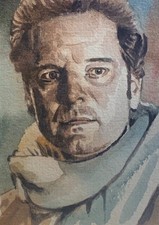 ACEO Colin Firth Love Actually Original Watercolor sketch card