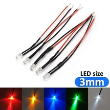 3mm Flashing LED Bulb Bright 3V/5/6/12/24/36/48V Prewired LEDs Emitting Diode