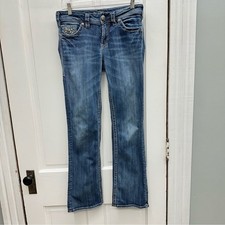Silver Suki Flap 17" thick stitch denim jeans women's 28 x 31