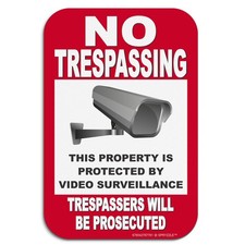No Trespassing Sign for Home or Office. This Property is Protected by Video S...