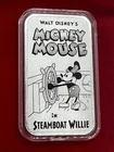 Steamboat Willie Mickey Mouse 1 oz .999 Fine Silver Art Bar With COA - 1 of 500