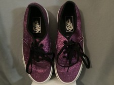 Vans Low Top Lace Up Purple Glitter Skater Sneaker Tennis Shoes US Women s Sz 6
