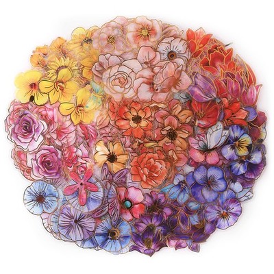 Golden Floral Transparent Stickers for Bullet Journal, 240 Pieces, Small Aest...