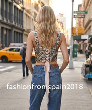 ZARA NEW WOMAN STRAPPY JACQUARD CORSET TOP BOW S,M,L 1528/655/330