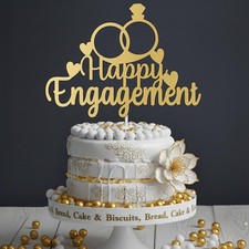 Engaged Party Mirror Acrylic Cake Topper, Happy Engagement Ring Cake Decorations