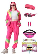 80s Tracksuit for Women Windbreaker Outfit 90s Color Block Sportswear Set wit...